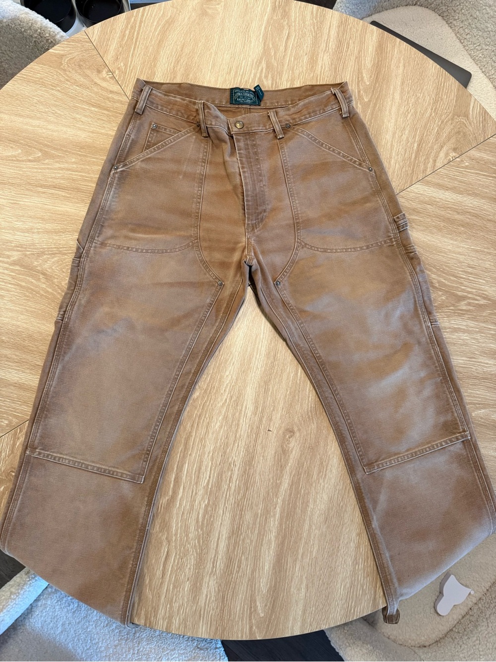 Ralph Lauren Polo Country Pants Double Knee Canvas Carpenter Loop Mens 33 X 32